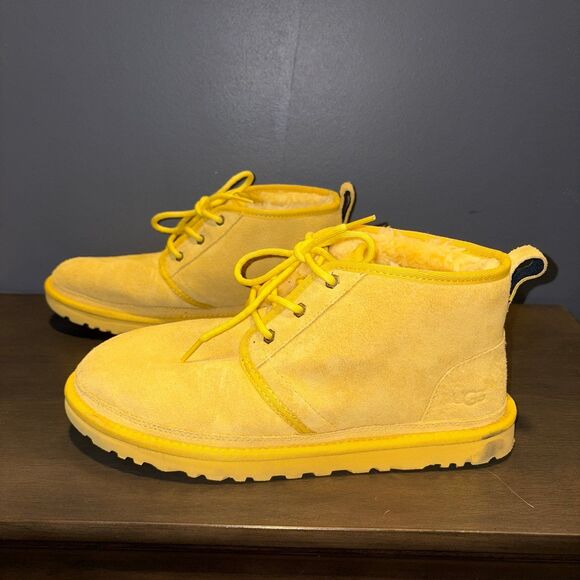 UGG Neumel Suede Chukka Ankle Boots Corn Yellow Mens Size 10 Lace Up Wool Plush main image 6